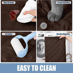 Smiry Waterproof Reversible Dog Bed Cover Pet Blanket | Pet Friendly, Soft Fabric, Washable Dog Blanket for Furniture Bed Couch Sofa, Checkered (82"x120", Chocolate/Dark Grey)