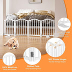 Snughome Short Dog Gate Indoor, 16" High Freestanding Small Dog Door Gates with Support Feet, Expands Up to 48’’ Wide Foldable Pet Gate for Doorway, 4 Panel Folding Pet Door Pet Fence for Puppy, White