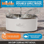 Master Pet Supply Stainless Steel Dog Bowls - 128 oz, Heavy Duty - Bone White, Double Wall Extra-Thick Insulated, Non-Slip Pet Water Bowl for Dogs, Cats & Pets, Anti Rust Metal, Dish Washer Safe
