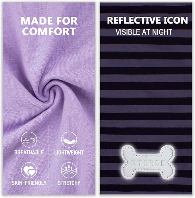 KYEESE 2Pack Dog Shirt, Soft Striped Dogs T Shirts, Lightweight Pet Tank Top, Sleeveless Dog Shirt for Small Dogs, Stretchy Comfortable Pet Vest, Purple, Large