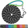 Long Dog Leash for Dog Training 10FT/15FT/20FT/30FT/40FT/50FT/100FT Reflective Leash with 2 Hooks, Heavy Duty Dog Lead for Large Medium Small Dogs Outside Walking Camping Yard, Black 30FT