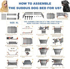 suddus Elevated Dog Bed for Large Dogs 120lb, Breathable Cooling Raised Dog Cot with Dual Support Bars & Metal Frame, No-Slip Feet, Waterproof Pet Bed for Indoor/Outdoor, X-Large, 48 * 36 * 9in, Grey
