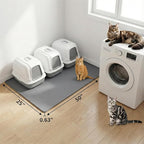 XL Cat Litter Mat: Premium Silicone Waterproof Litter Box Mat with 0.63" High Raised Edges - Non-Slip, Easy to Clean, Soft on Paws Floor Protector for Scatter Control