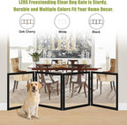 LZRS Extra-Wide Clear Dog Gate for Indoor Use - Transparent Pet Fence with Solid Hardwood and Plastic Board, Stylish & Durable freestanding Pet Gate for Doorways, Stairs and Hallways-4 Panel Black