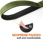 Twoear 6FT 1IN Heavy Duty Dog Leash for Large Dogs with 2 Padded Handles | Traffic Handle Extra Control, Auto Lock Hook, Strong Reflective Walking Leash for Night Safety, Medium and Large Breeds,Green