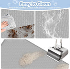 Silicone Cat Litter Mat for Litter Box 40”x28” Large Cat Mat, Light Grey | Waterproof, Non-Slip, Leak-Proof Rug Mat with Lip, Easy to Clean, Extra Large Litter Catcher Mat for Floor