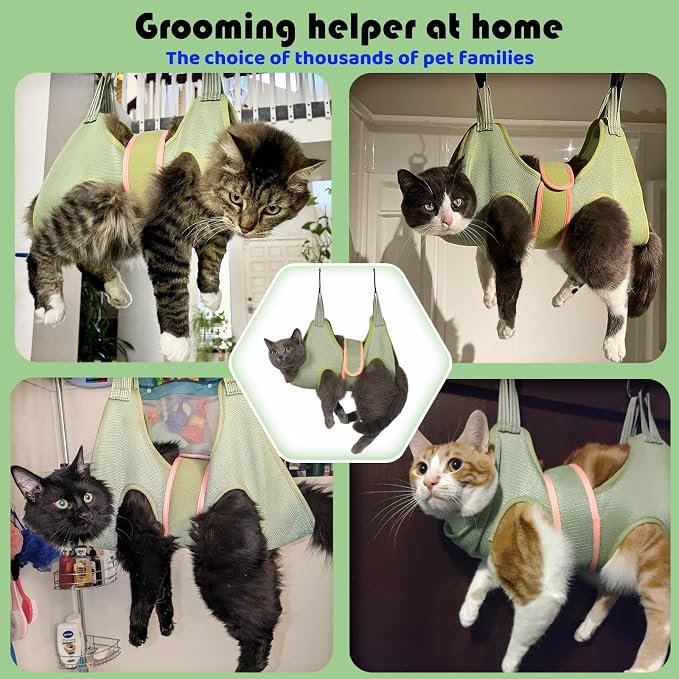 Cat Grooming Hammock for Nail Trimming, Cat Nail Clipper Hammock Harness | Helps Keep Cats Secure with Wrap-Style Restraint and Immobilizer Support for Easier Nail Trimming