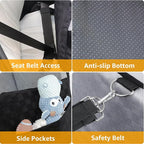 PETICON Waterproof Dog Car Seat for Small Medium Dogs, 5in Memory Foam | Pet Booster Seat for Dogs up to 35 lbs with Pockets, Detachable Washable Pet Carseat with Y-Shape Safety Belt