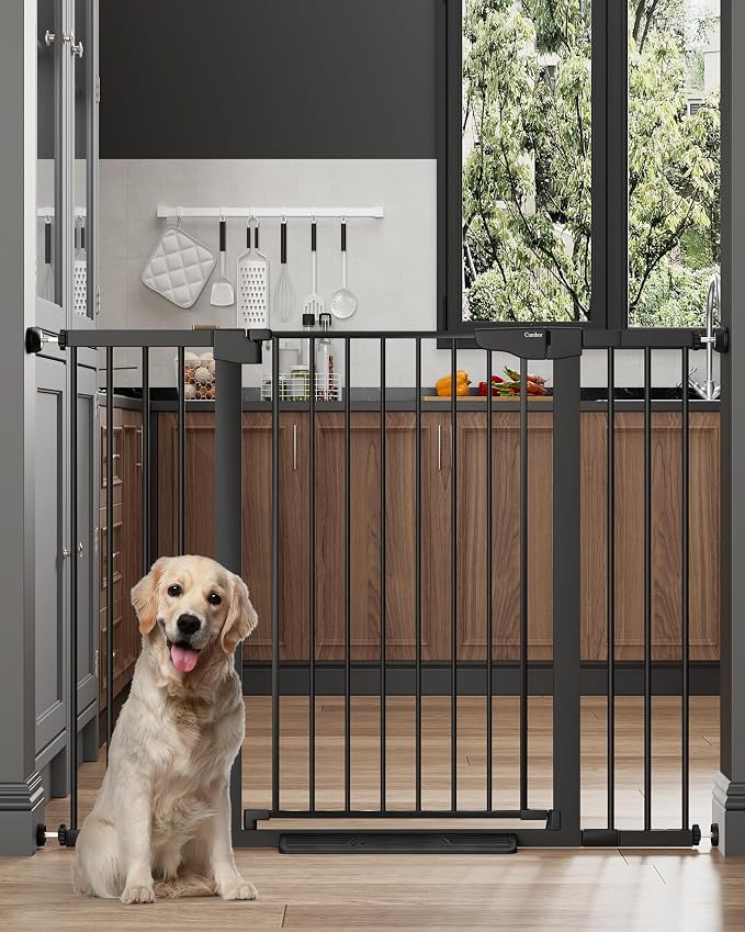 Cumbor 36 in Extra Tall Baby Gate for Stairs, 29.7-51.5 in Dog Gate Black | Mom's Choice Awards Winner, Auto Close and Double Lock Child Gate for Toddlers & Pets, Pressure or Hardware Mounted