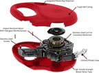 TUG Oval 360° Tangle-Free Retractable Dog Leash with Integrated Waste Bag Dispenser (Large, Red)