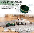 Elevated Ceramic Dog Bowl Set - Double Dishes with Stainless Steel Stand – Raised Feeding Bowls for Cats and Small Dogs - Food & Water Set - 5" / 1.6 Cups (160 g / 300 ml) - Gray