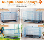 FDW Large Dog Crate 42inch Dog Cage Foldable Metal Kennel with Leakproof Tray Foldable Design Indoor Outdoor Use for Large Dogs,Blue