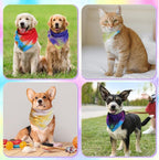 100 Pcs Tie Dye Dog Bandanas Bulk Pet Triangle Scarf Bibs Washable Puppy Kerchief Adjustable Grooming Supplies for Small Medium Large Dog Cat Costume Accessories