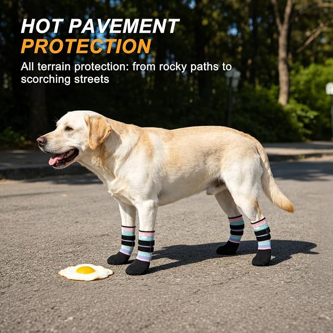 BEAUTYZOO Dog Shoes for Hot Pavement, Waterproof Dog Socks to Prevent Licking Paws & Hardwood Floors, Dog Booties Paw Protectors with Adjustable Straps & Non-Slip Sole, Small Medium Large Dogs Boots