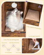Hzuaneri Cat Litter Box Enclosure, Hidden Litter Box Cabinet Furniture | Indoor Cat House with Bell, Farmhouse Style, 31.5 x 19.7 x 20.9 Inches, for Hallway, Bedroom, Rustic Brown and Black CB82401X