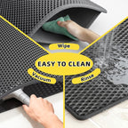 Cat Litter Mat, 30"x24", Waterproof, Easy to Clean (Black-1Pack) | Double-Layer Honeycomb for Effective Litter Trapping, Premium Durable EVA, Non-Slip, Paw-Friendly Soft Surface