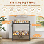 Lomivra Large Dog Toy Basket (23.6"x11.2"x9.7"), Dogs Toy Bin with Storage Organizer, Trapezoid Toy Box for Dog Stuff Accessories, Pet Toy Storage Holder Chest for Cat Dogs Essential Supplies（Brown）
