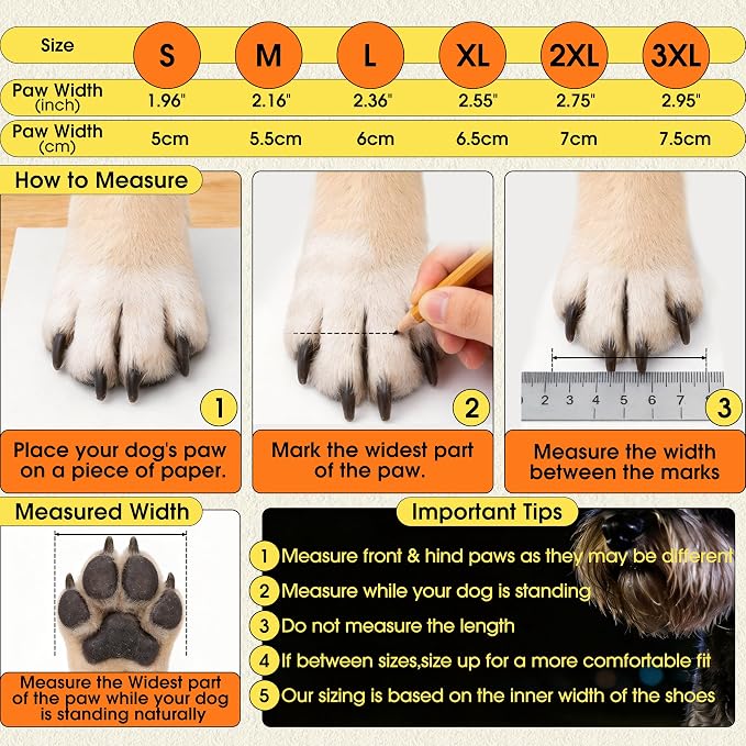 Lelepet 4pcs Dog Shoes for Hot Pavement,Dog Booties for Large Size Dogs | Reflective Paw Protector for Outdoor Walking/Hiking,Anti-Slip Puppy Shoes with Secure Double-Straps,Orange,XXL