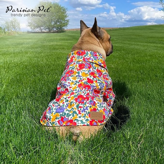 Parisian Pet Floral Dog Shirt - Cotton Clothes for Small Dogs - Stylish Dog Beach Outfit - Lightweight and Soft Puppy Clothes - Trendy Camp Tshirts for Dogs - Comfortable Summer Vacation Pet Apparel