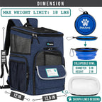 PetAmi Dog Backpack Carrier, Airline Approved 4-Way Entry Cat Backpack Carrier, Ventilated Mesh, Collapsible Pet Carrier for Small Puppy, Kitten, Hiking, Travel Car, Vet, up to 18 lbs, Navy Blue