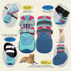 Lelepet 4pcs Dog Shoes for Hot Pavement,Dog Booties for Small Size Dogs M | Breathable dog booties with reflective double straps protect paws from hot pavement and outdoor terrain.Blue