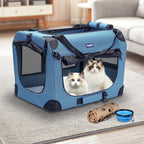 Petprsco Portable Collapsible Dog Crate, 24" Soft Dog Crate for Car Travel | Small Dog Crate Kennel 24”*17”*17” with Soft Blanket and Foldable Bowl for Large Cats & Small Dogs Indoor and Outdoor Use