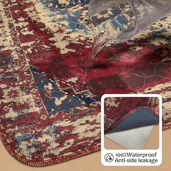 Washable Guinea Pig Pee Pads,Reusable Guinea Pig Cage Liner 2 Pack | Waterproof, Leak-Proof, Absorbent & Non-Slip, 24"x48" Bedding Potty Training Mat for Small Animal Rabbit Bunny Hamster Rat