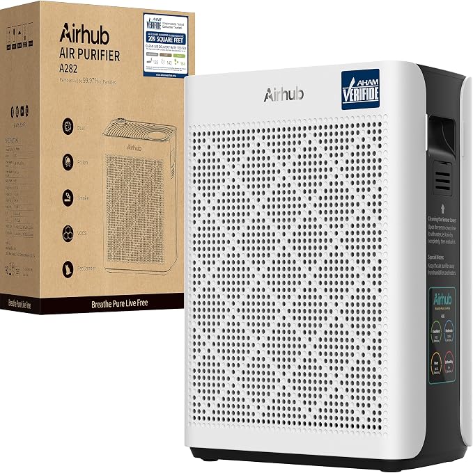 Air Purifiers for Home Bedroom Large Room Up to 1092 Ft² 1Hr AHAM Verified | HEPA Filter with Activated Carbon & Washable Pre-Filter, PM2.5 Sensor AQI Display 20dB Sleep Mode for Odor, Pollen & Pets