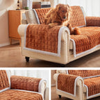 Couch Cover for Dogs Washable,Non-Slip Fuzzy Sofa Covers for Pets | Thick Soft Furniture Protector Fits Loveseat & Sectional,Against Fur&Dirt (Curry, 2pc/22"x28"-Arm/Backrest Cover)