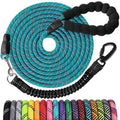 Long Dog Leash 10 FT: Heavy Duty Rope Leashes for Dogs Training with Swivel Lockable Hook Reflective Threads Bungee and Padded Handle - Dog Lead for Large Small Medium Dogs Outside Walking Hiking Blue