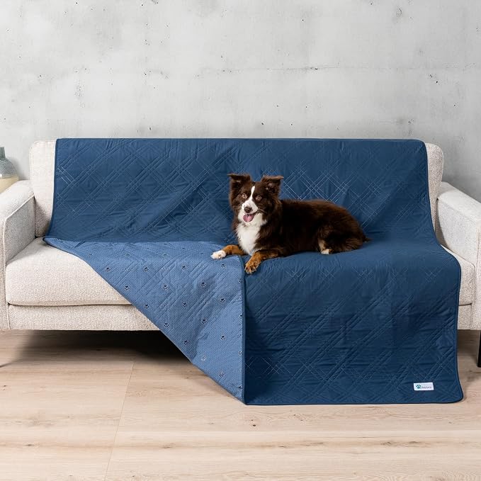 PetAmi Waterproof Couch Cover for Dog Non-Slip Bed Sofa Blanket, 68x82 Blue | Leakproof Furniture Protector for Pet Cat, Machine Washable Pee Proof Mat for Chair Car Seat, Durable & Anti Slip Backing