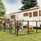Dog Playpen Indoor 40 Inch 8 Panels Pet Pen with Door & Stakes Portable Exercise Puppy Playpens Metal Dogs Fence Outdoor for Yard RV Camping Training Trips Small Medium Large Dogs Foldable Expandable