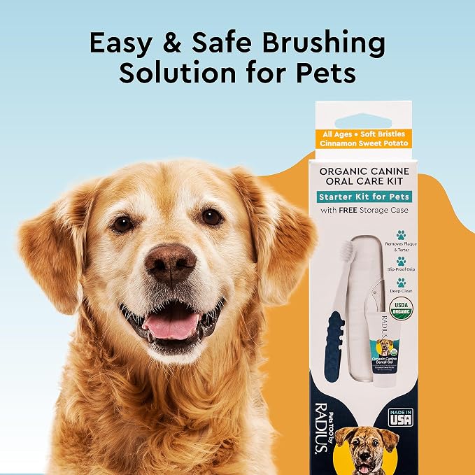 RADIUS USDA Organic Dental Solutions Puppy Kit 2 Units, Kit Includes 1 Dog Toothbrush & 1 0.8oz Toothpaste, Ultra Soft Bristle & Non Toxic Toothpaste for Dogs, Designed to Clean Teeth, Xylitol Free