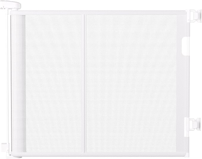 120 inches Extra Wide Baby Gate, 34 inches Tall Retractable Pet Gate for Large Openings, Hallways, Room Dividers, Mesh Safety Barrier for Indoor Outdoor Use, White