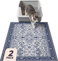 Lovewag Cat Litter Mat, Litter Box Mat, Indigo Garden, 36x48, 2 Pack | Washable litter mat cover, kitty litter mat & cat mat for litter box, litter trapping mat, prevents tracking, multi-cat