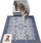 Lovewag Cat Litter Mat, Litter Box Mat, Indigo Garden, 36x48, 2 Pack | Washable litter mat cover, kitty litter mat & cat mat for litter box, litter trapping mat, prevents tracking, multi-cat