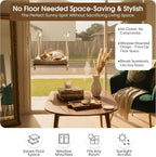 Cat Window Perch, Indoor Hammock Bed with Solid Pine Wood, 4 Industrial-Grade Suction Cups, Window Hammock with Soft Cushion for Cats, Space Saving Design