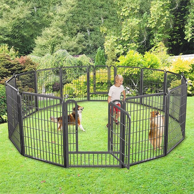 Dog Playpen, 40 inch 14 Panels Dog Pen Indoor Pet Dog Fence Outdoor for Yard Metal Puppy Playpen Pet Exercise Pen Rustproof Portable Dog Fence for RV Camping