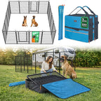 FXW Rollick Unleashed Dog Playpen for Indoor, Yard, RV Camping, 50 inch 16 Panels Dog Pen with Playpen Storage Bag (2 Packs) for Large Dogs, Black│Patented