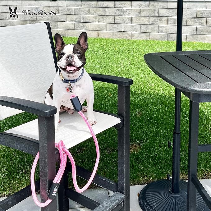 Warren London Climbing Rope Dog Leash – 5 ft Tough-Love Rope Lead w/Soft Grip & Locking Clip | Hot-Pink Statement Leash for Stylish Dogs & Puppy Training