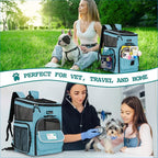 PetAmi Dog Backpack Carrier, Airline Approved 4-Way Entry Cat Backpack Carrier, Ventilated Mesh, Collapsible Pet Carrier for Small Puppy, Kitten, Hiking, Travel Car, Vet, up to 18 lbs, Turquoise