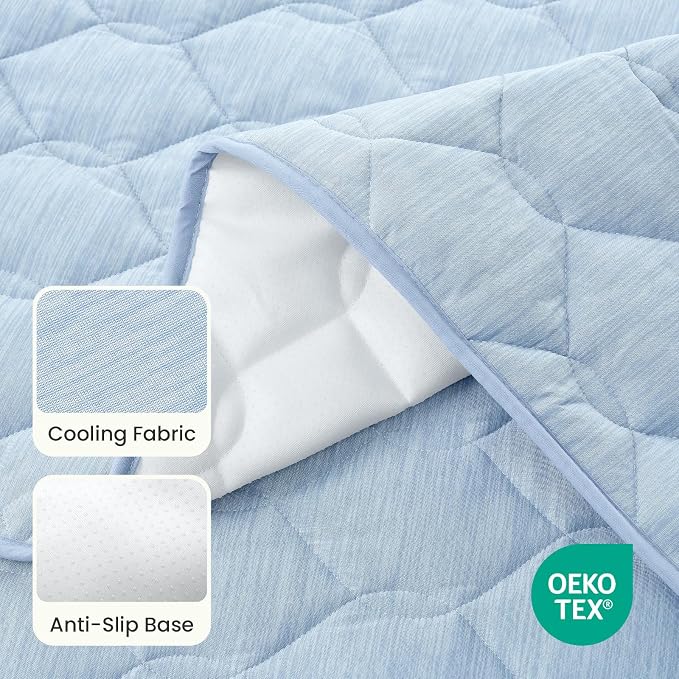 COZY KISS Cooling Couch Cover for Dog Washable, Cool Sofa Cushion Mat | Q-Max >0.4 Cool Tech, Non-Slip Pet Pad for Car Seat Protector, Liquid Pee Proof Mat for Dog, Cats, 27.5x59 Inch, Blue