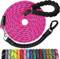 Long Dog Leash 20 FT: Heavy Duty Rope Leashes for Dogs Training with Swivel Lockable Hook Reflective Threads Bungee and Padded Handle - Dog Lead for Large Small Medium Dogs Outside Walking Hiking Pink