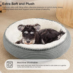 Love's cabin Round Donut Cat and Dog Cushion Bed, 24in Pet Bed for Small or Medium Dogs, Anti-Slip & Water-Resistant Bottom, Soft Durable Fabric Pet Beds, Washable Calming Cat Bed Light Grey