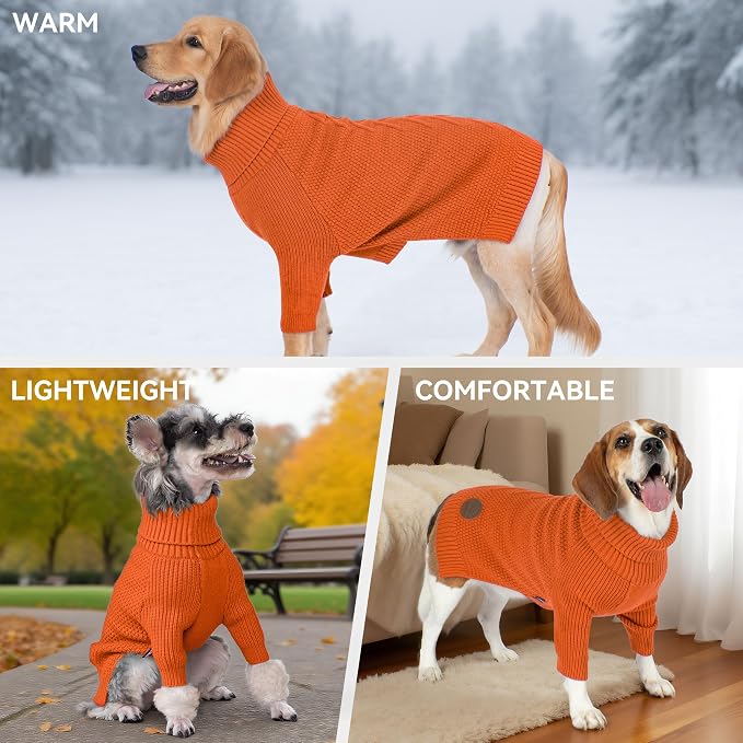 cyeollo Dog Sweater Long Sleeve Knitted Turtleneck Pullover Warm Clothes | Ultra Soft Warm Knit, Full Coverage, 4-Way Stretch for Easy Movement, Easy On & Off, Winter Daily Wear for Small Dogs