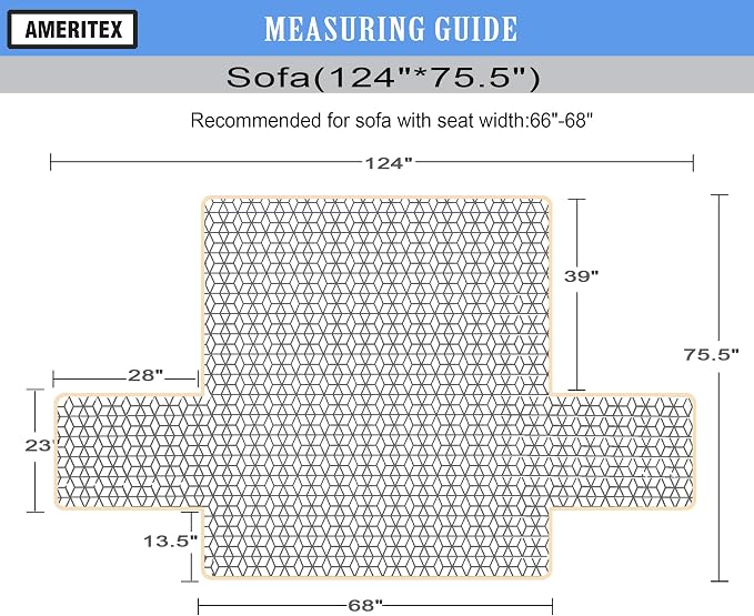 Ameritex Couch Sofa Slipcover 100% Waterproof Nonslip Quilted Furniture Protector Slipcover for Dogs, Children, Pets Sofa Slipcover Machine Washable (Stone Blue, 68'')