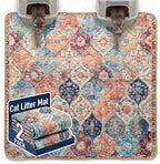 Hompet Cat Litter Mat 2 Pack, 72x72 Large Machine Washable Trapping Mats for Cats, Super Absorbent & Urine-Proof Cat Litter Box Mat for Floor, Waterproof & Non Slip Kitty Litter Rug