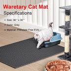 Waretary Cat Litter Mat, 36"x30", Waterproof, Scatter Control, Black | Double Layer, Urine-Proof, Non-Slip, Durable, Easy to Clean, Paw-Friendly, Safe & Odorless, Fits Large Litter Boxes