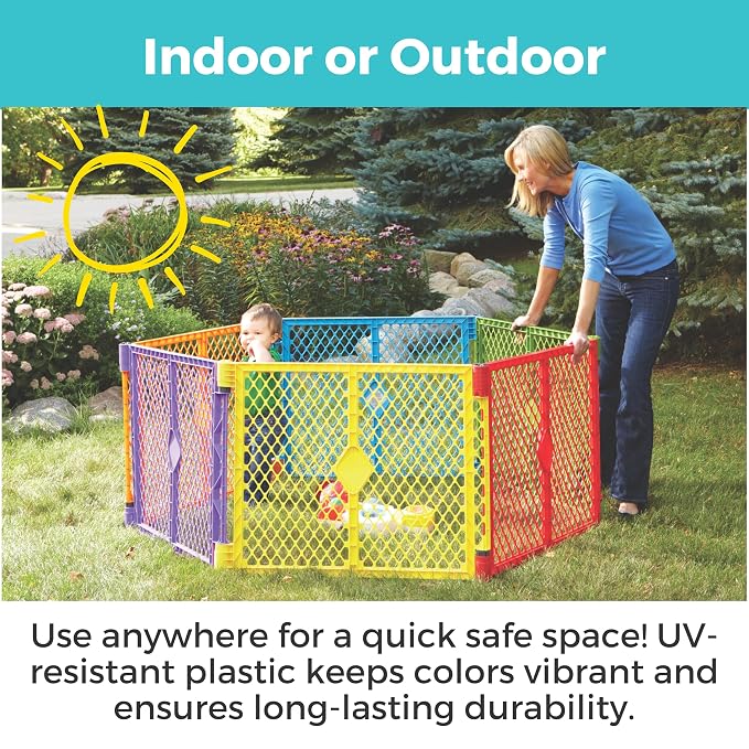 Toddleroo Superyard 2-Panel Extension: Add 65" to Baby Playpens; ColorPlay | Portable, Durable, For Babies and Toddlers, Freestanding, Expandable Modular Sizing, Indoor or Outdoor Use, Made in USA