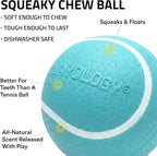 Playology Squeaky Chew Ball for Large Dogs - Jumbo, Peanut Butter Scent | Rubber Construction, 3.25 in Diameter, 6 oz, Floats In Water, Dishwasher Safe Top Rack, 50 lb+ Breeds